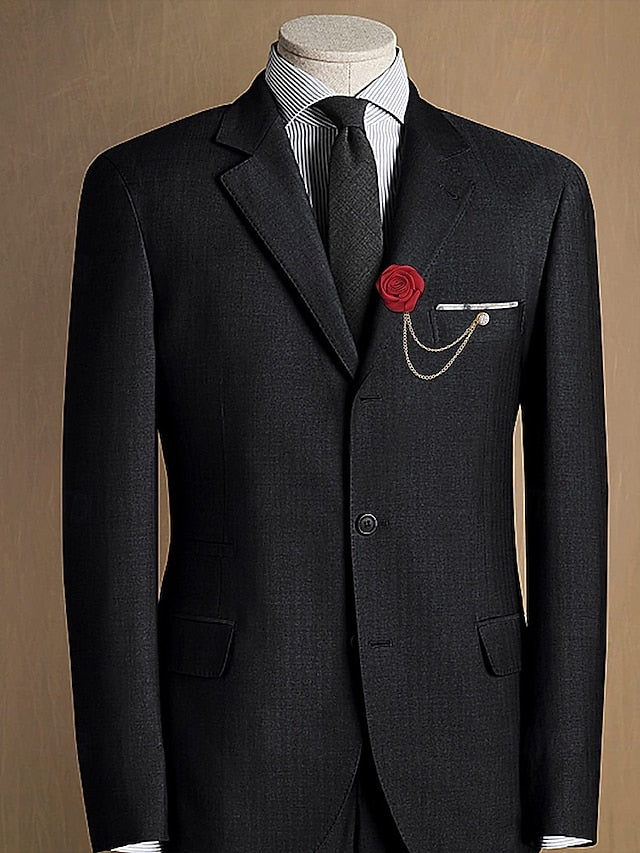 Lapel Rose Pin Red Men's with Gold – Elegant Chain