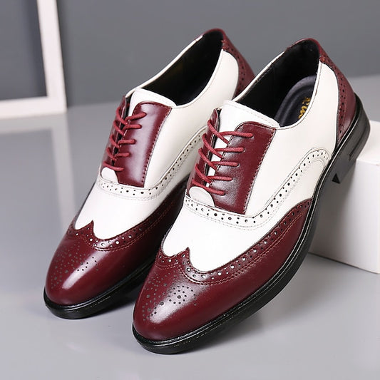 Burgundy and Oxford Wingtip Shoes Brogue Men's White