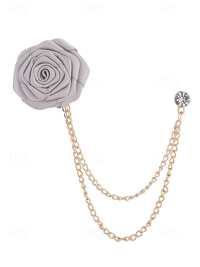 Lapel Rose Pin Red Men's with Gold – Elegant Chain