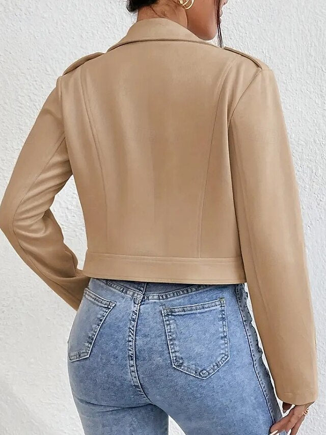 Leather Zipper Women's Comfortable Jacket Pocket Faux