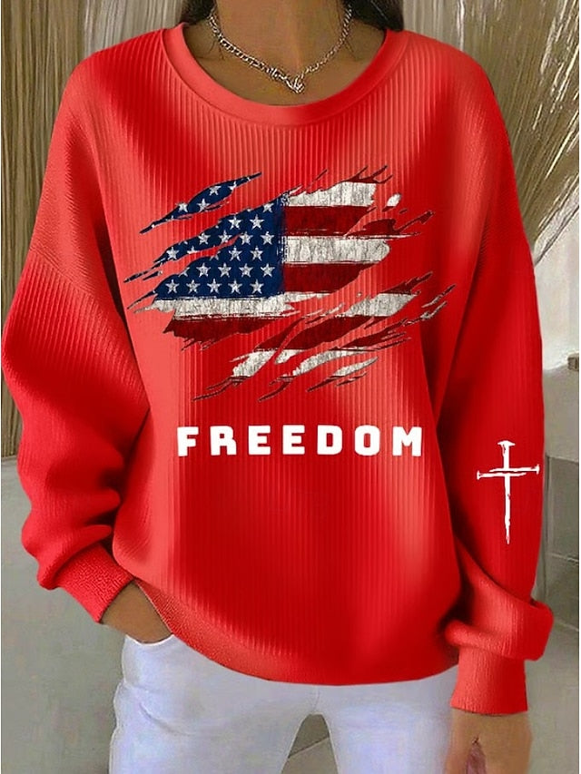 Independence Day Patriotic Shirt Women's Textured Pullover