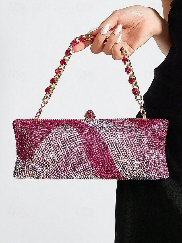 Chain Clutch Evening Crystal Bag Strap with Women's