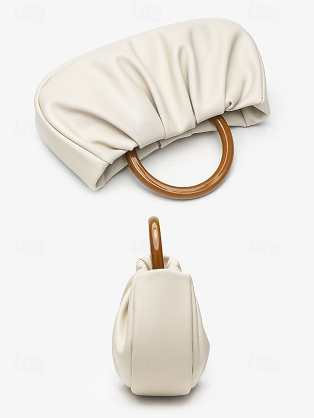 Women's Clutch Pleated Faux Bag with Tote Leather Acrylic