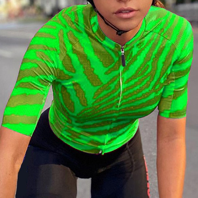 Women's Cycling Jersey Zebra Short Sleeve Bike Jersey Top