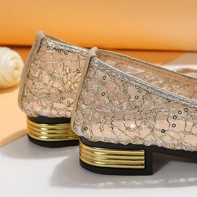 Silver Ballet Sequin Flats Elegant Women's – Mesh