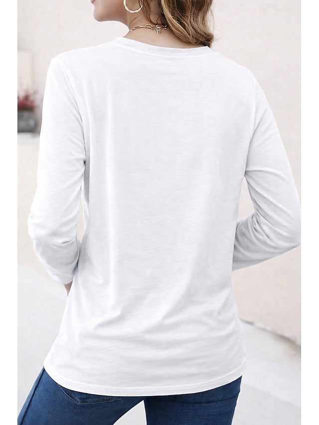 Women's T Shirt 100% Cotton Solid Color Basic Classic