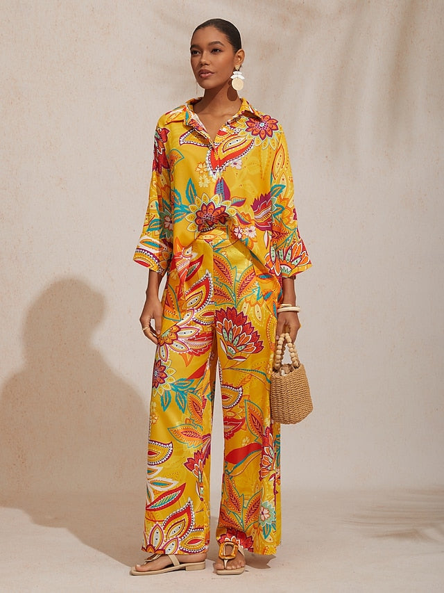 Boho Paisley Flowy Chiffon Short Shirt
