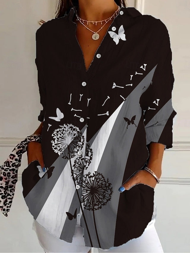 Women's Shirt Buttons Print Geometric Active Daily Stylish