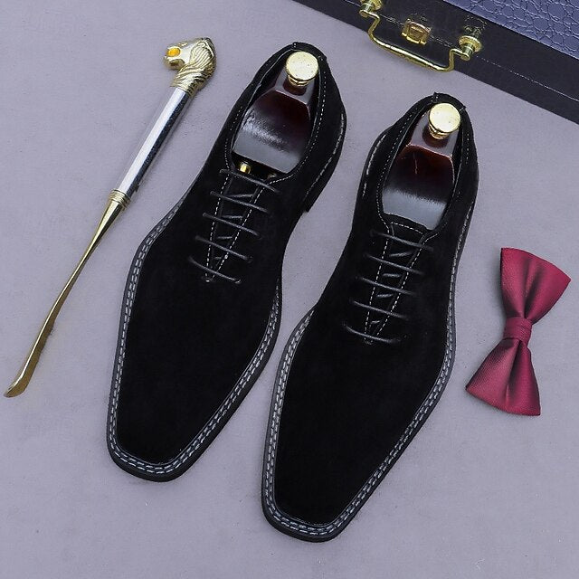 Suede Genuine Leather Cowhide Shoes Men's - Oxford
