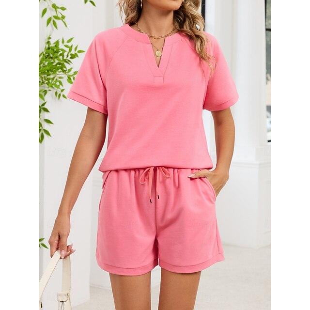 Women's Shorts Sets Bolero Top Short Sleeve V Neck Plain