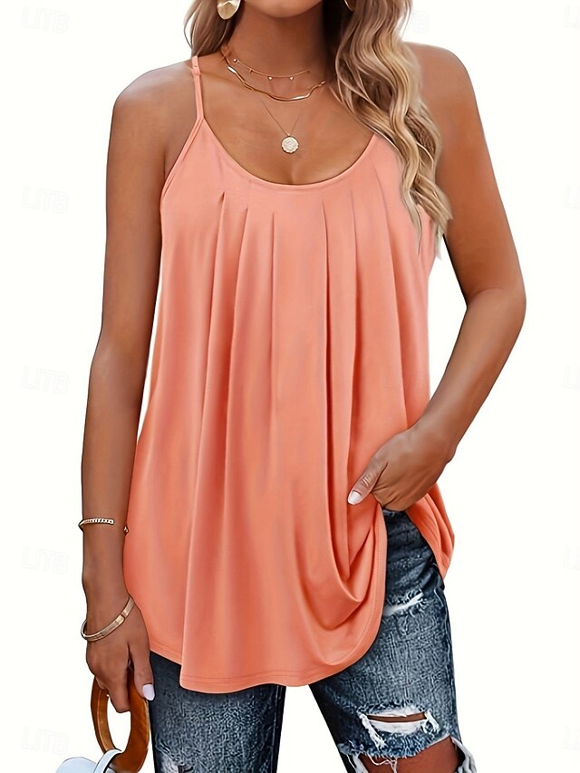 Multi Packs 2pcs Women's V Neck Sleeveless Green+pink Tank