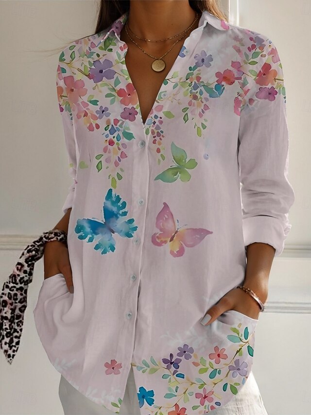 Women's Shirt Floral Butterfly Active Daily Stylish Long