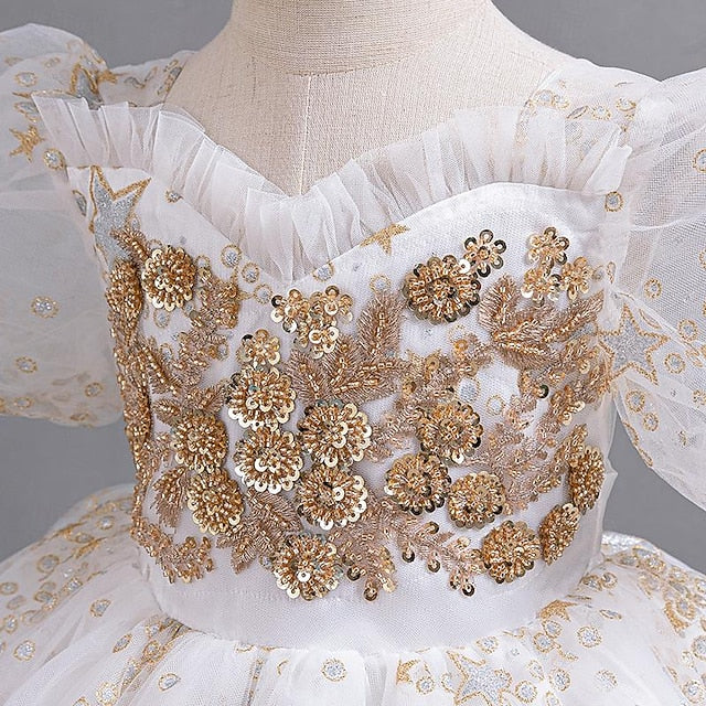Party Dress Floral Girl Flower Girls' Kids Sequin