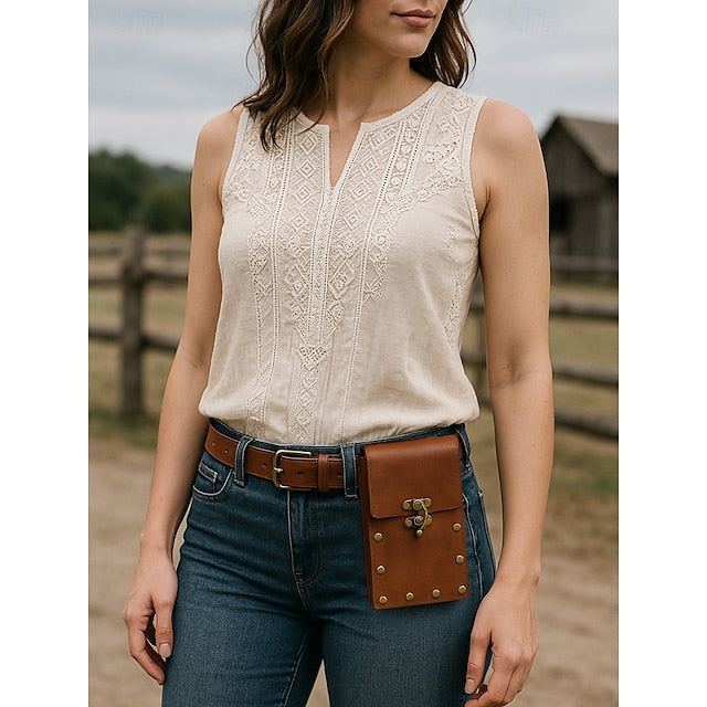 Waist Leather Women's Faux with Bohemian Western Bag