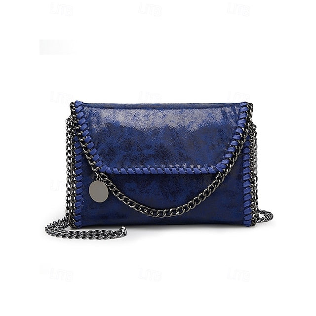 Red Shoulder with Bag Whipstitch Chain Faux Leather Detailing