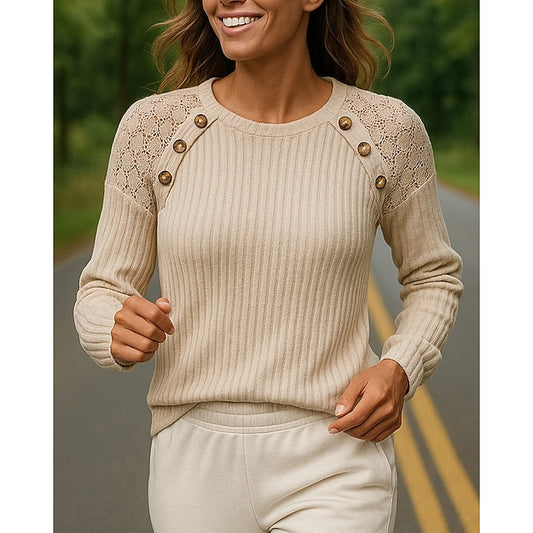 Women's Casual Tops Pullover Sweater Long Sleeve Top