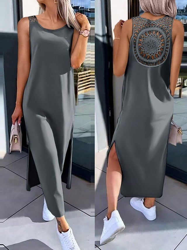 Women's Maxi Dress A Line Dress Solid Color Tank Dress