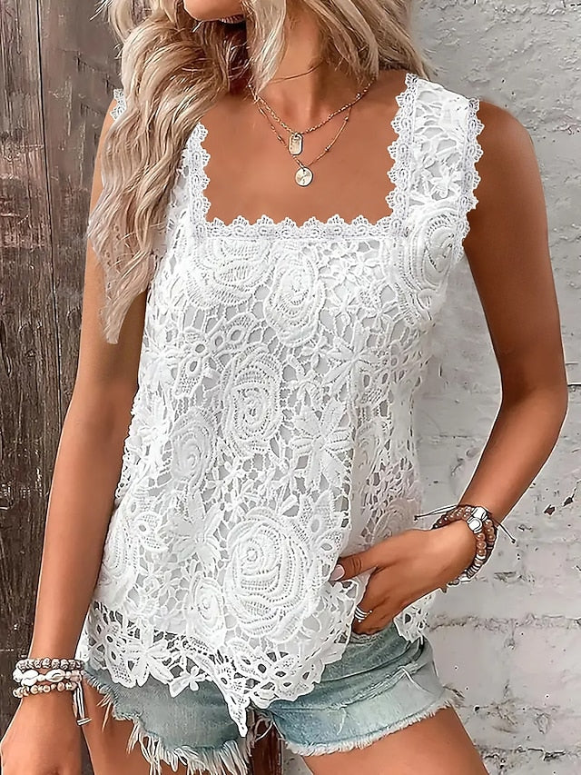 Women's Lace Tops Lace Patchwork Plain Elegant Fashion