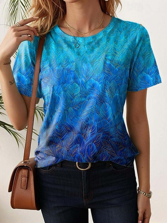Women's T Shirt Floral Casual Short Sleeve Round Neck