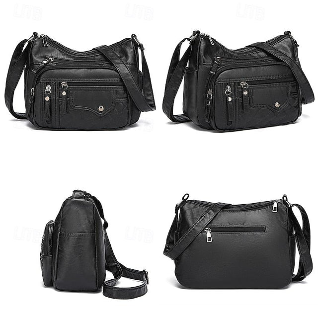 Multiple Leather Crossbody with Bag Faux Quilted Women's