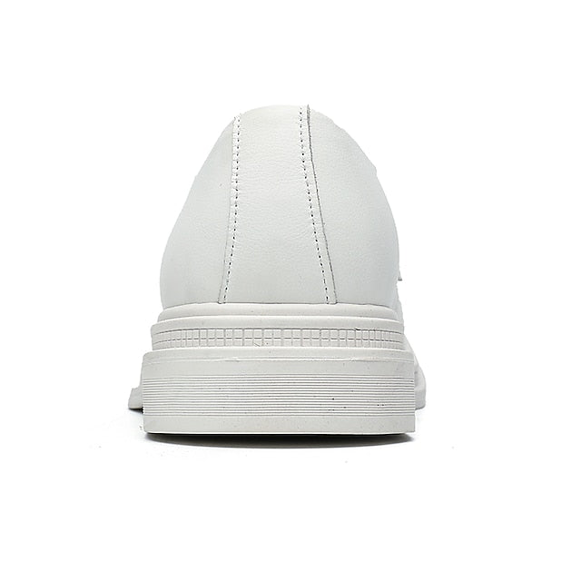 White with Perforated Men's Shoes Faux Leather Oxford