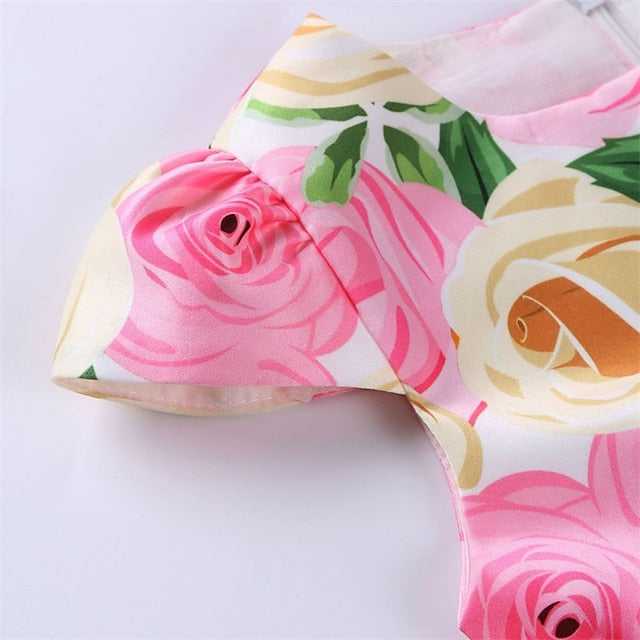 Party Floral Sleeve Kids Girls' Short Dress Flower