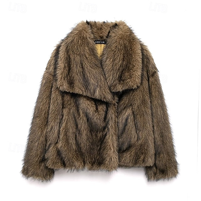 Warm Coat Faux Furs Comfortable Pocket  Fur Women's