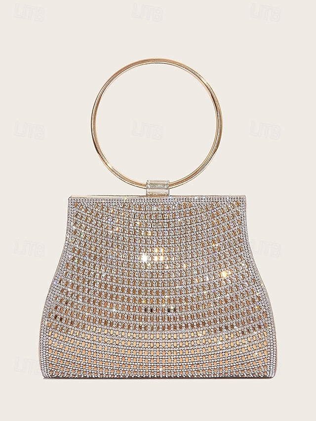 with Gold Crystal Handle Evening Clutch Ring Elegant –