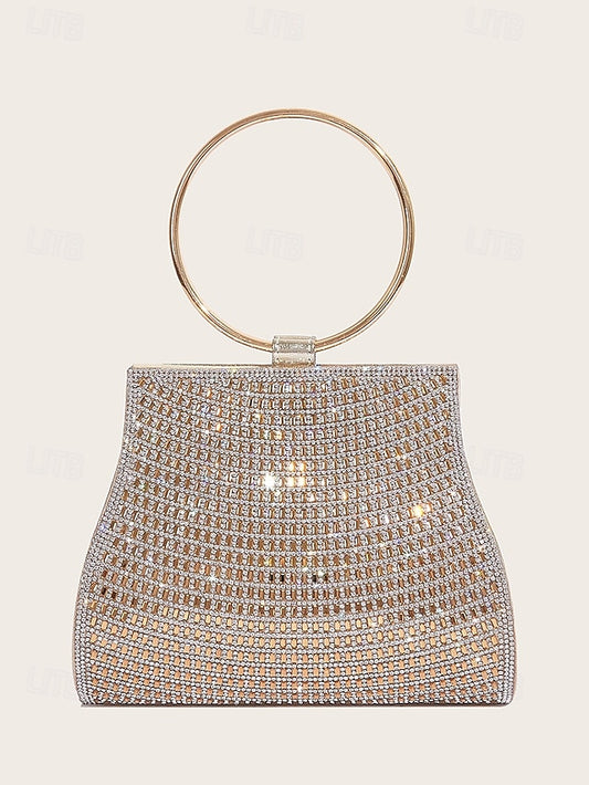 with Gold Crystal Handle Evening Clutch Ring Elegant –
