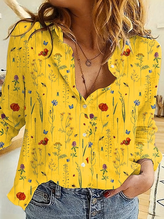 Women's Shirt Linen Like Breathable Lightweight Button Down