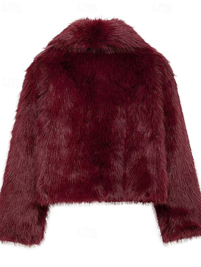 Coat Warm Leathers Faux Fur Furs Comfortable Women's