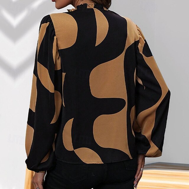 Women's Shirt Draped Geometric Plain Elegant Ladies Stylish
