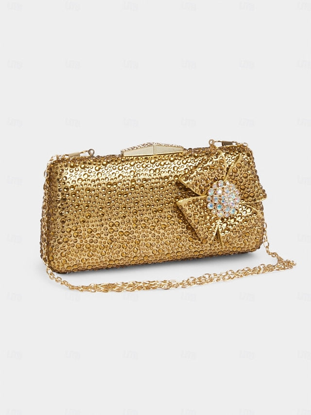 Clutch Sparkling with High Sandals Matching Rhinestone Bow Heel