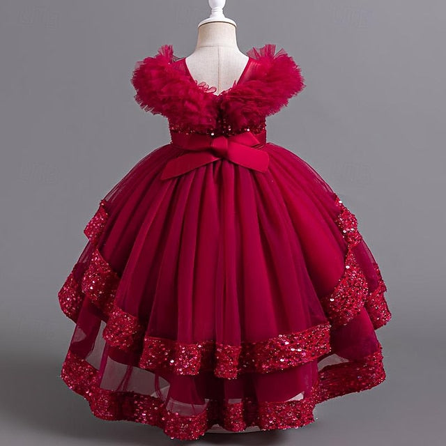 Girl Party Dress Sleeveless Flower Sequin Kids Girls'