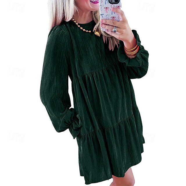 Women's Mini Dress Velvet Dress Peplum Dresses Fashion