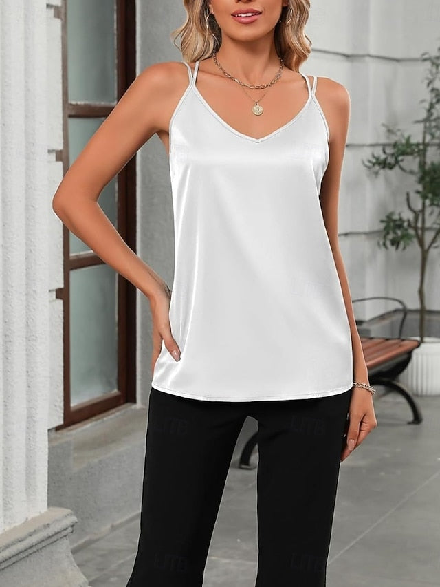 Women's Tank Top Sleeveless Shirt Tee Top Solid Color