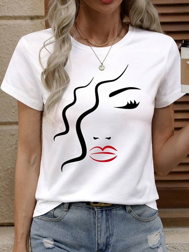 Women's 100% Cotton T Shirt Casual Graphic Regular Tops