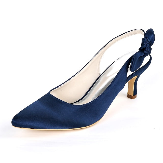 White Toe - Pointed Bow Tie for with Women Heels Slingback