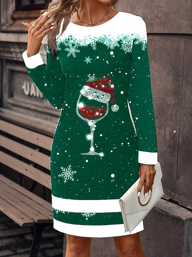 Christmas Women's Mini Dress T Shirt Dress Tee Dress Shift