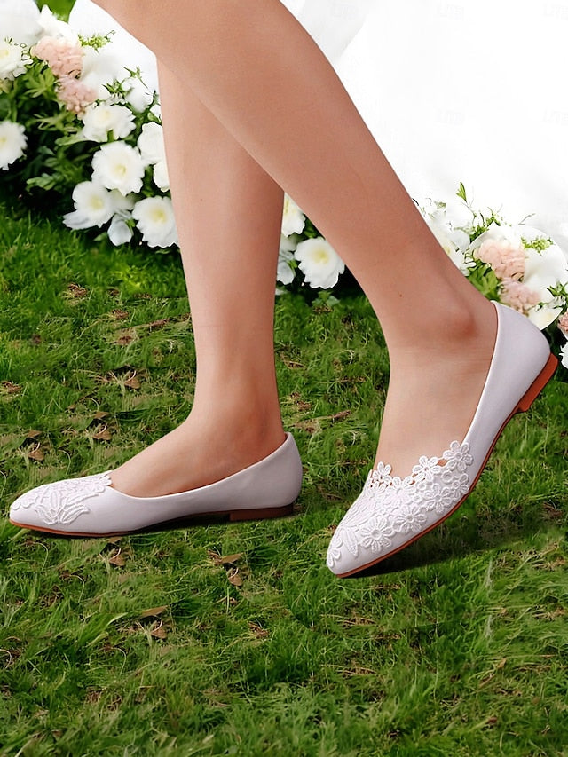 Lace Brides Ballet for White Elegant Flats – Women's