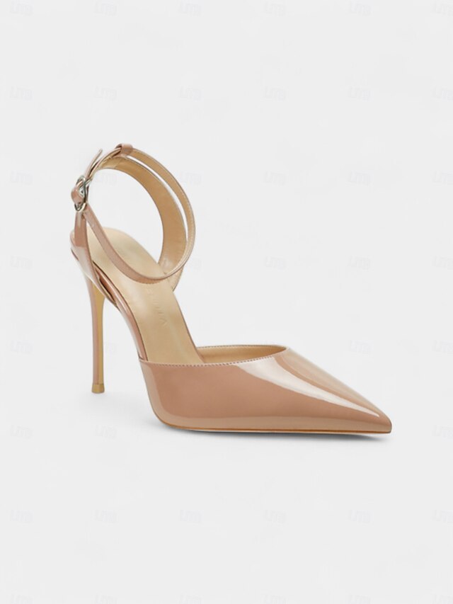 Stiletto Leather Heels Patent Nude Women's Slingback -