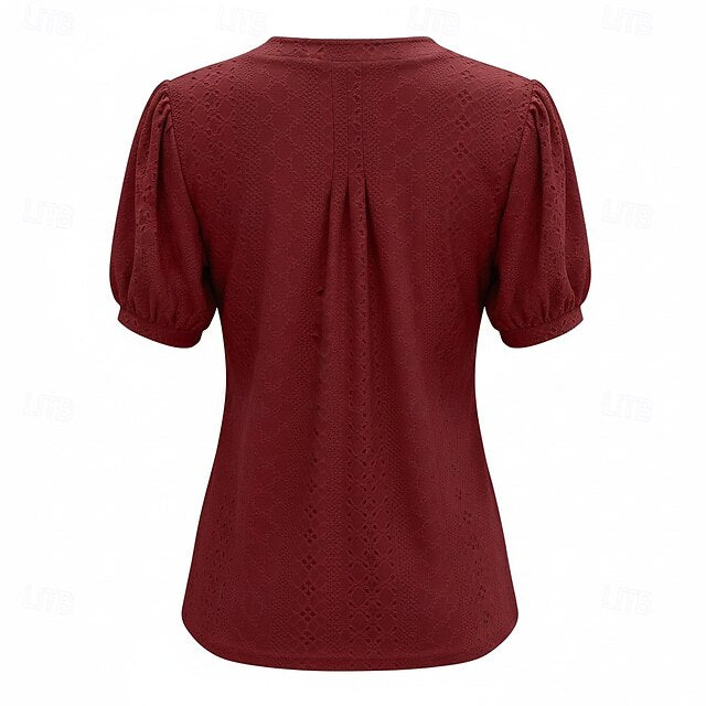 Women's Shirt Blouse Eyelet top Eyelet Plain Stylish