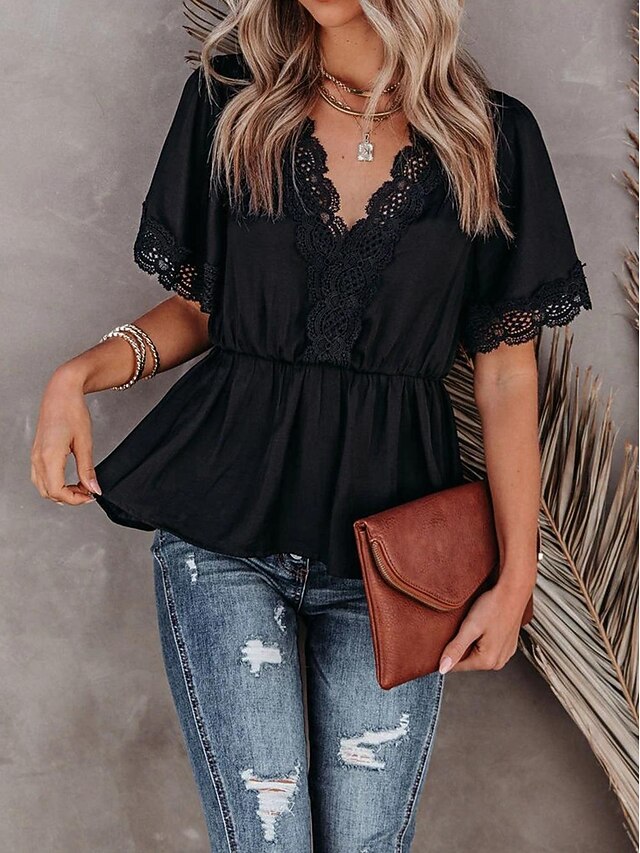 Shirt Lace Shirt Blouse White Lace Shirt Women's Black