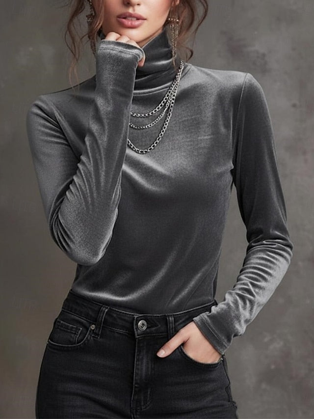 Women's Blouse Ruched Solid Color Stylish Casual Long