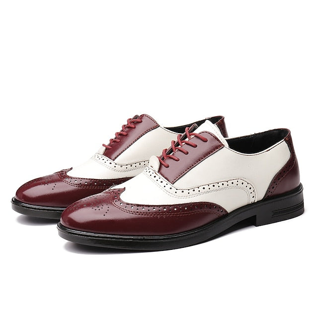 Burgundy and Oxford Wingtip Shoes Brogue Men's White
