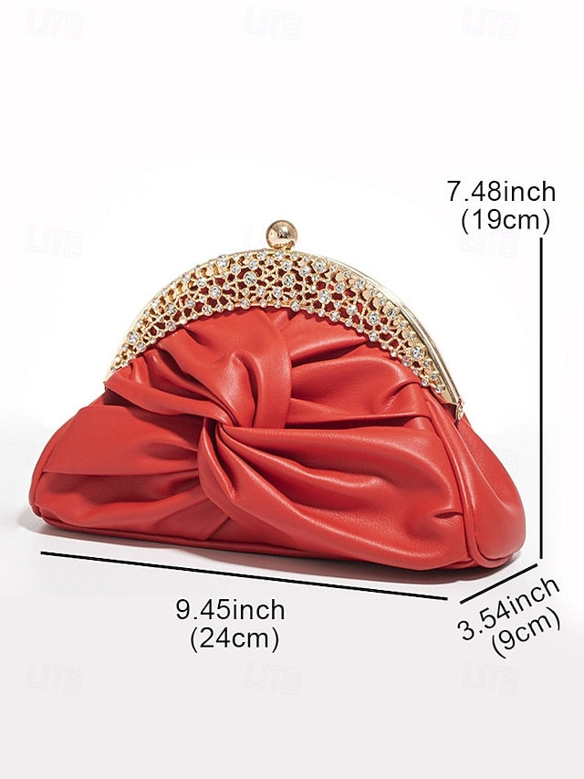 Leather Faux Evening Rhinestone Women's – Bag Clutch