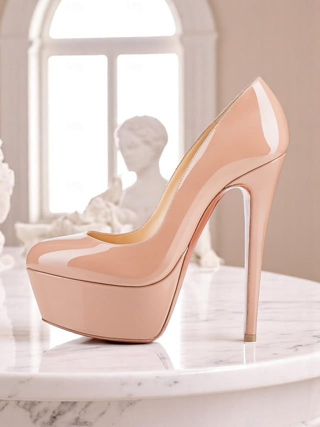 Platform Heels Patent Women's with Pointed-Toe and Black