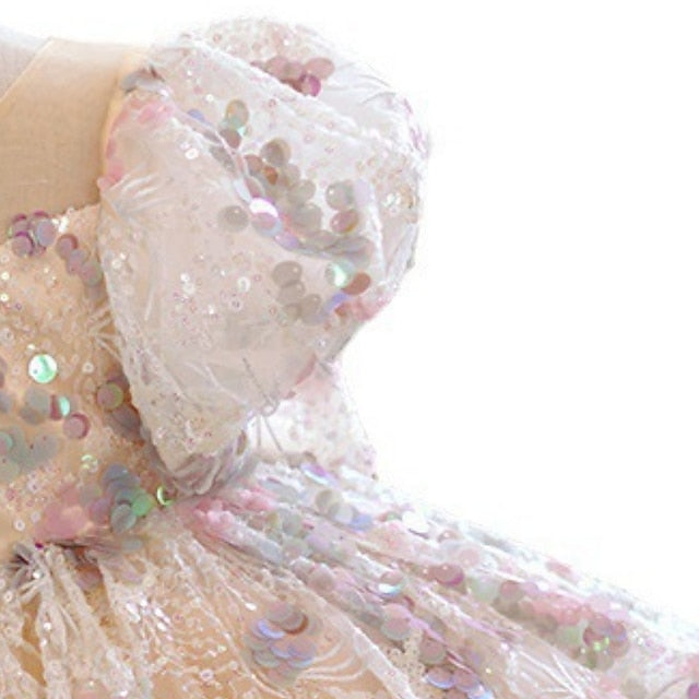 Short Kids Party Girls' Solid Dress Sleeve Color