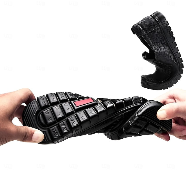 Decorative Men's Premium with Black Cowhide Slip-On Loafers