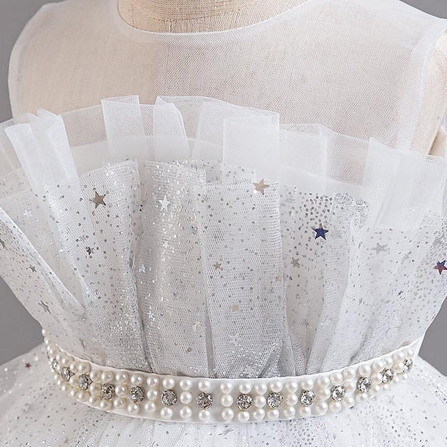 Kids Girls' Dress Girl Sequin Flower Party Sleeveless